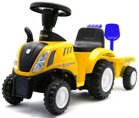 Gyerek jármű traktor utánfutóval és szerszámokkal Baby Mix New Holland sárga