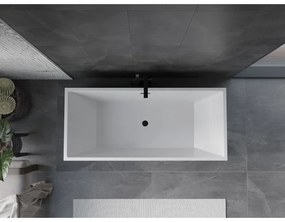 Mexen Vigo, szabadon álló kád 178,5 x 80 cm, fehér-fekete, fekete matt túlfolyó, 51251788075-70