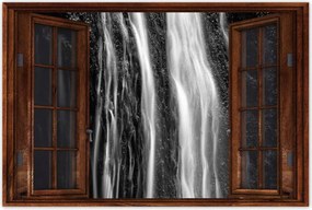 Poszter 60x40 Vízesés Fekete-fehér