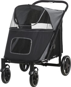 PawHut Kutya Babakocsi, Párnás Kutya Babakocsi, Összecsukható Kutya Targonca, Macska Babakocsi Nagy és Közepes Kutyák Számára, Kutya Targonca Hálós Ab