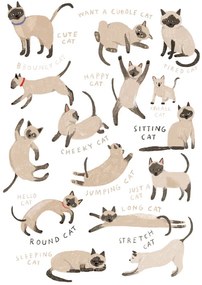 Illusztráció Siamese Cat Print, Hanna Melin