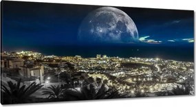 Vászonkép 115x55 Hold a város felett Éjszaka