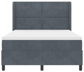 Boxspring Ágy Matraccal és LED-del Sötétszürke 160x200 cm Bársonyos