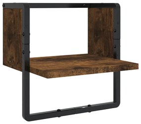 4 részes füstölt tölgy színű szerelt fa fali polc szett rúddal