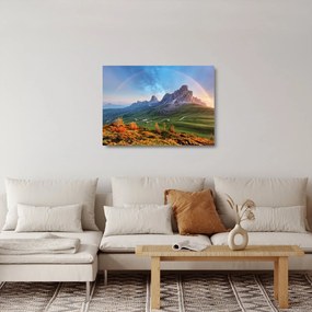 Szivárvány képe a sziklák felett (üvegen) (70x50 cm)