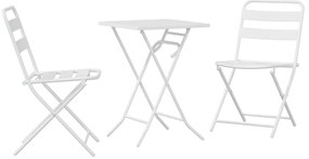 vidaXL Kert Bistro Készlet 3 pcs Fehér Acél