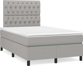 vidaXL világosszürke szövet rugós ágy matraccal 120 x 200 cm