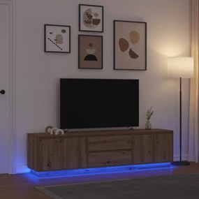 kézműves tölgy színű TV-szekrény LED-lámpákkal 193,5x41x50 cm