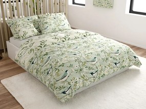 Pamut ágynemű FLORIBIRD POLY zöld Ágyneműhuzat mérete: 2 db 70 x 90 cm | 200 x 220 cm