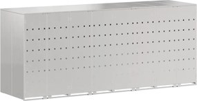 vidaXL Gurulós kuka tároló 3 kukához Ezüst 340 x 77.5 x 115.5 cm