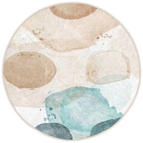 Kék-bézs mosható kerek szőnyeg ø 150 cm Puddle – Mila Home