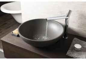 Sapho - TURF ráültethető mosdó, átmérő 44 cm, beton/fekete gránit