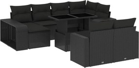 vidaXL 11 részes fekete polyrattan kerti ülőgarnitúra párnákkal