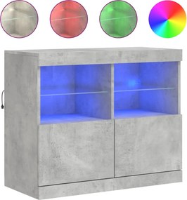 vidaXL betonszürke tálalószekrény LED-világítással 81 x 37 x 67 cm