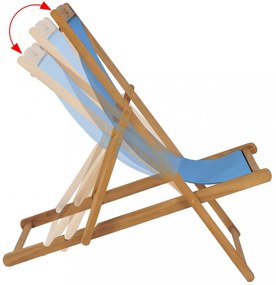 kék tíkfa napozószék 56 x 105 x 96 cm