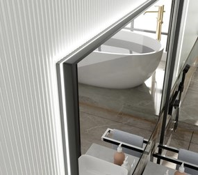 Erga Megan, LED tükör 120x80cm fekete keretben, 3105 lm, 3 fényszín, háttérvilágítás, ERG-V01-MEGAN-1280-BK