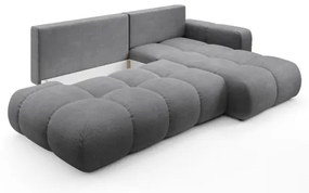 Kihúzható, kárpitozott L-alakú sarokülőgarnitúra ALMADA, jobb oldali, szürke