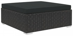 8 részes fekete polyrattan kertibútor-garnitúra párnákkal