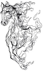 Fém fali dekoráció, Metal Horse Line Art - APT724