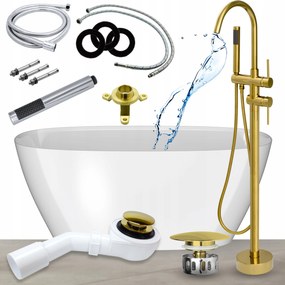 Kád 150 Szabadonálló Kád Csaptelep Kád Szifon Klikk Kürt Arany Szett