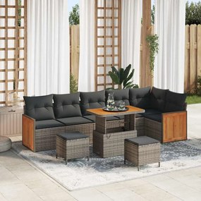 Kerti Kanapé Szett 9 pcs Szürke Sötétszürke 90 x 55 x 71 cm