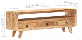 tömör nyers mangófa TV-szekrény 117 x 30 x 41 cm