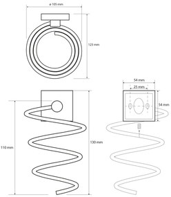 SAPHO XQ005 X-Square spirális hajszárítótartó,ezüst színű