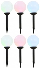 6 db napelemes kültéri LED gömblámpa 20 cm RGB
