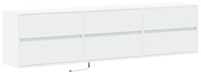 fehér falra szerelhető TV-szekrény LED-del 180 x 31 x 45 cm