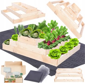 Magasított ágyás lépcsőzetes állítható fa zöldséges 27x90x80