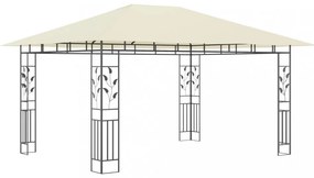 krémszínű pavilon szúnyoghálóval/LED fényfüzérrel 4x3x2,73 m