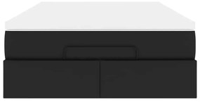 Ottomán ágykeret matraccal fekete 180x200cm műbőrrel