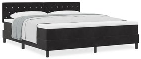 Boxspring Ágy Matrac Készlettel Fekete Szuper Király Méretű Bársony
