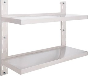 vidaXL kétszintes rozsdamentes acél falra szerelhető polc 100 x 30 cm