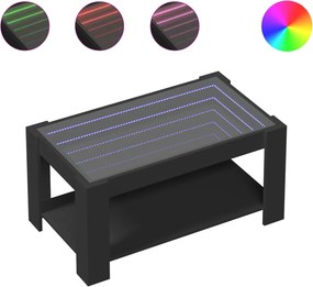 vidaXL fekete szerelt fa dohányzóasztal LED-del 93 x 53 x 45 cm