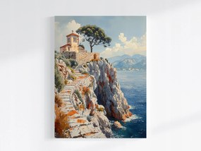 Vászonkép Canvas Tájkép Mediterrán Sziklák Templom 75x100