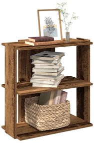 3 szintes antik fa szerelt fa könyvespolc 60 x 30 x 60 cm