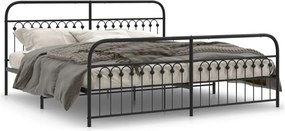 vidaXL fekete fém ágykeret fej- és lábtámlával 193 x 203 cm