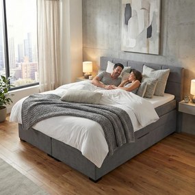Boxspring ágy, 200x200, szürke, APRIL