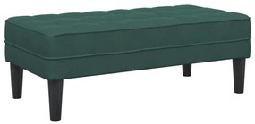 Kerti kanapé padokkal és párnákkal L-alakú sötét zöld bársony, 3-Fős kanapé lábváltozattal sötét zöld 160 cm bársony, Pad sötét zöld 113x57x39 cm bársony