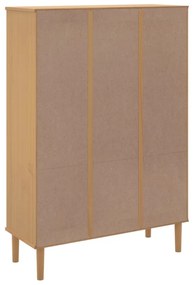 SENJA barna rattanhatású tömör fenyő könyvszekrény 90x35x130 cm
