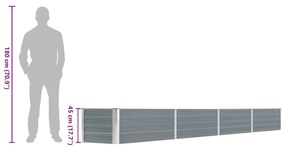 szürke horganyzott acél kerti magaságyás 320 x 40 x 45 cm