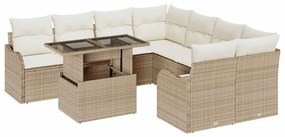 vidaXL Kerti Kanapé Szett párnával 9 pcs Bézs Poli rattan