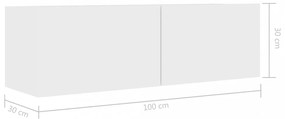 fehér szerelt fa TV-szekrény 100 x 30 x 30 cm
