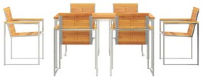 7 darabos kerti étkező szett Tömör fa akác, Kültéri étkezőasztal 180x90x75 cm Tömör fa akác