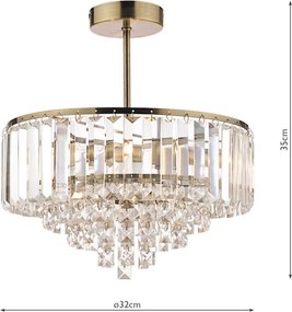 LAURA ASHLEY 3599070-Q VIENNA Kristály Mennyezeti Lámpa Antik Sárgaréz, Fehér G9 IP20