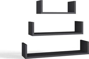 Aldabra MOBI 3P fali polcok 80/60/40x20x14 cm, antracit (3 részes)