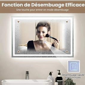 Fürdőszobai tükör páramentesítő tükörfűtéssel LED tükör 60 x 40 cm