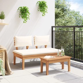 2 Darabos Kerti Pad Szett Szilárd Fa Teak