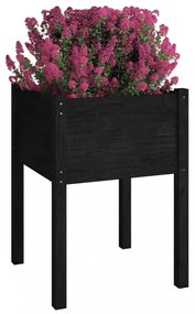 2 db fekete tömör fenyőfa kerti virágtartó 50 x 50 x 70 cm